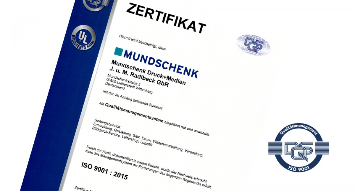 Zertifikat ISO 9001:2015